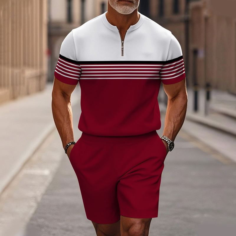 Set de camiseta y pantalones cortos con cremallera cuarta de hombre
