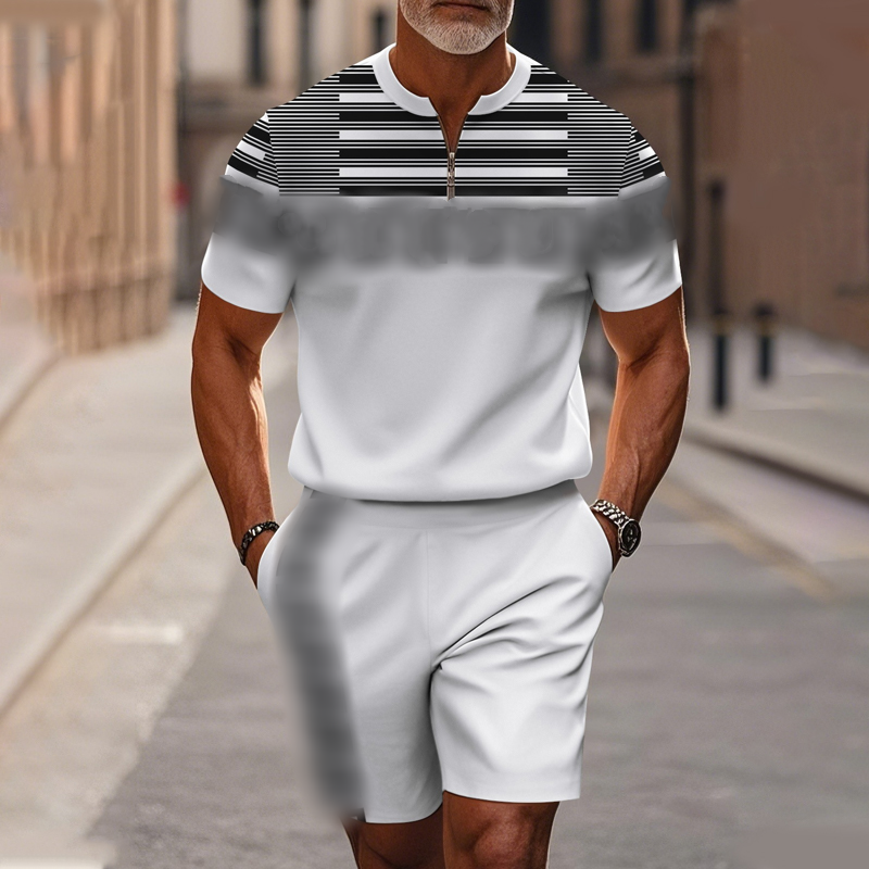Set de camiseta y pantalones cortos con cremallera cuarta de hombre