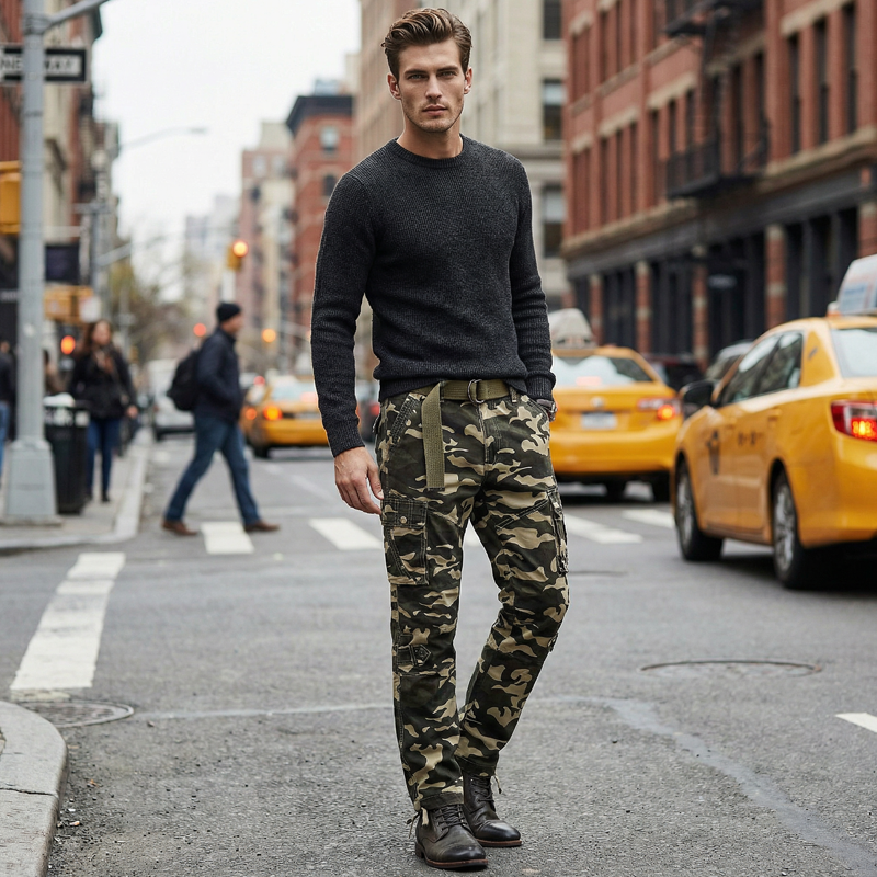 Pantalones cargo de camuflaje clásico masculino
