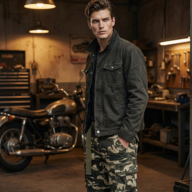 Pantalones cargo de camuflaje clásico masculino