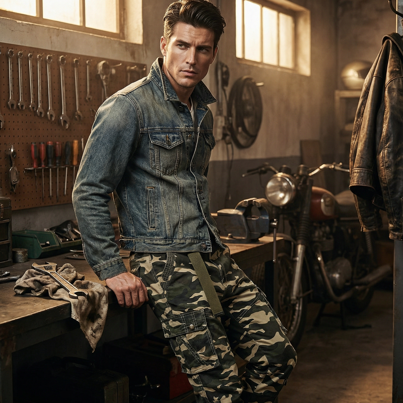 Pantalones cargo de camuflaje clásico masculino