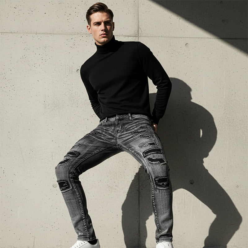 Jeans ajustados desgastados para hombre