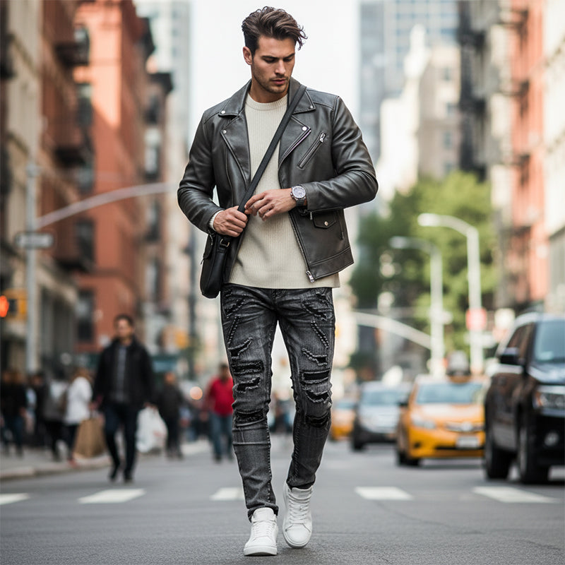 Jeans ajustados desgastados para hombre