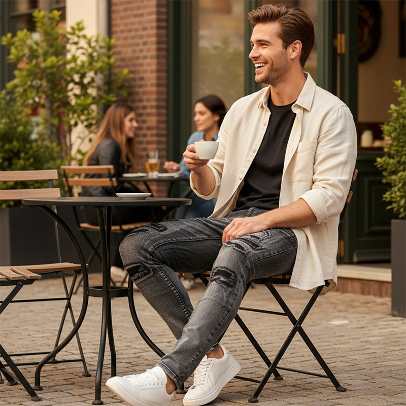 Jeans ajustados desgastados para hombre