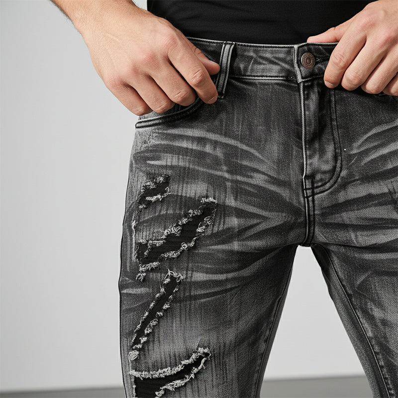 Jeans ajustados desgastados para hombre
