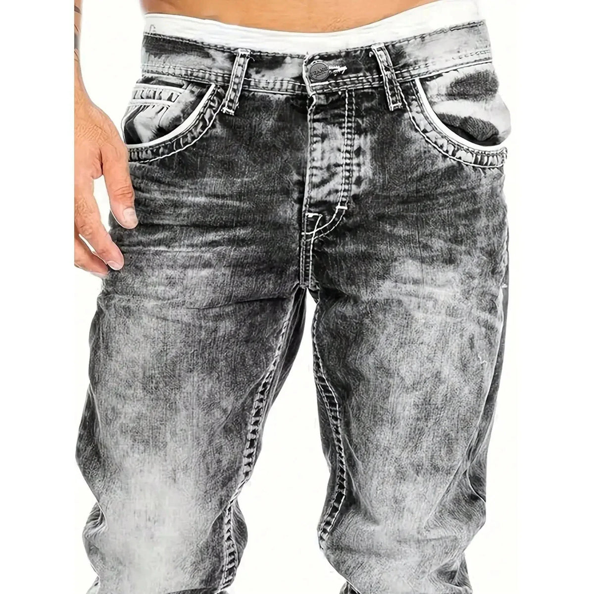 Vaqueros vaqueros elásticos creativos de moda masculina, estilo minimalista adecuado para el verano, estilo emo