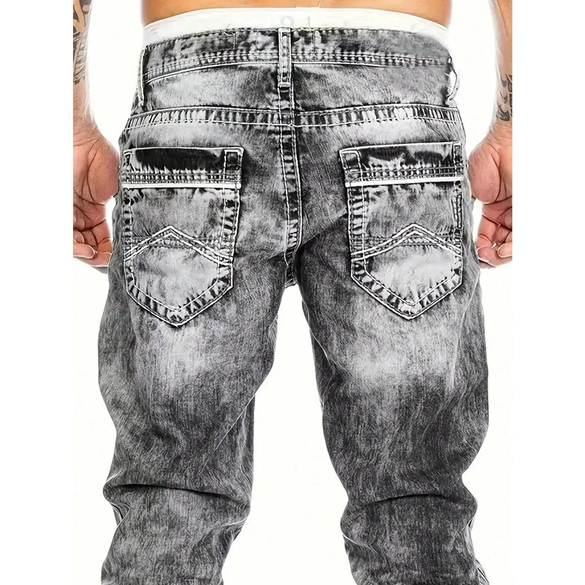 Vaqueros vaqueros elásticos creativos de moda masculina, estilo minimalista adecuado para el verano, estilo emo