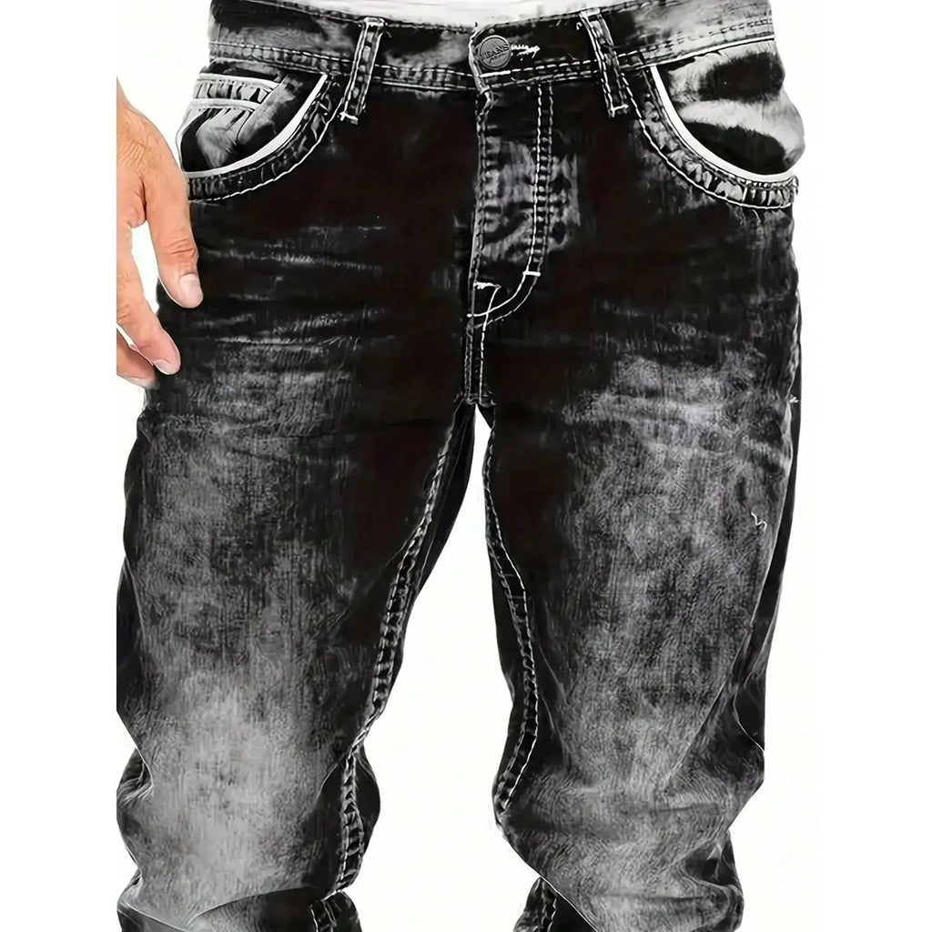 Vaqueros vaqueros elásticos creativos de moda masculina, estilo minimalista adecuado para el verano, estilo emo