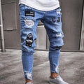 🔥 ¡50% DE DESCUENTO AHORA! 👖 Vaqueros ajustados rotos para hombre – Diseño con parches modernos y denim resistente 🎨👟