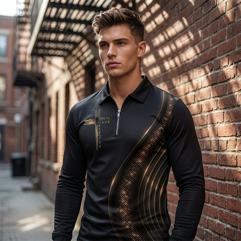 🎁Nueva llegada Polo retro casual de manga larga con cremallera y 50%💥de descuento para hombre