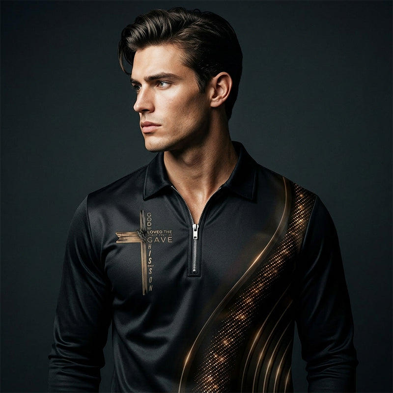 🎁Nueva llegada Polo retro casual de manga larga con cremallera y 50%💥de descuento para hombre