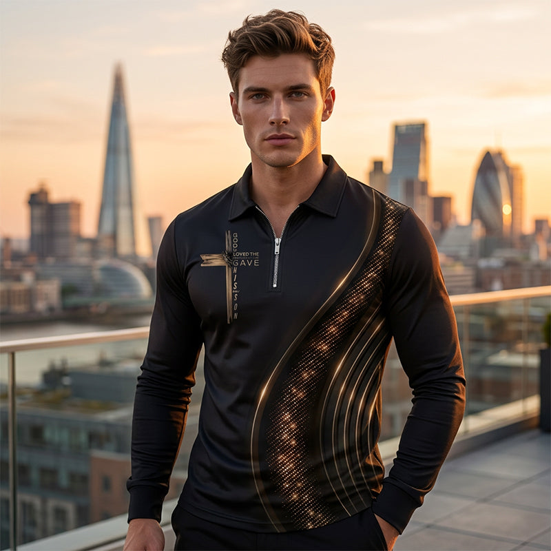 🎁Nueva llegada Polo retro casual de manga larga con cremallera y 50%💥de descuento para hombre