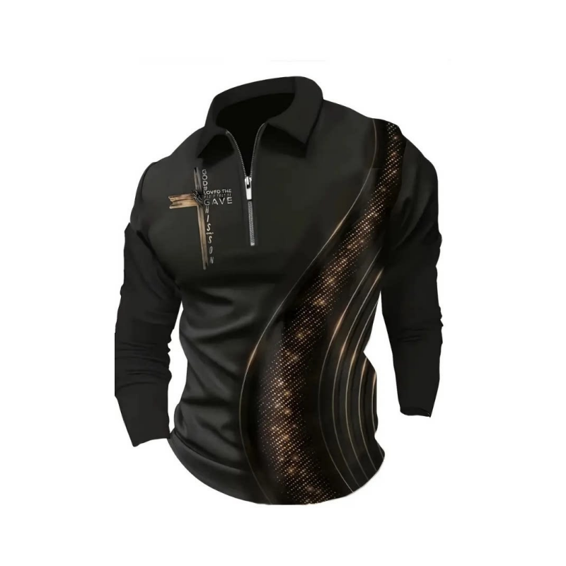 🎁Nueva llegada Polo retro casual de manga larga con cremallera y 50%💥de descuento para hombre