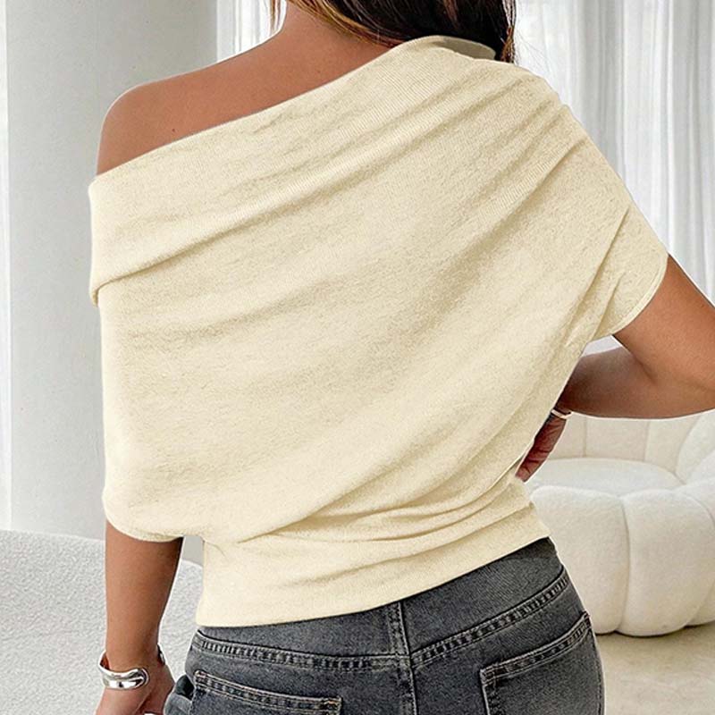 👚 Top asimétrico de manga murciélago con hombros descubiertos para mujer: elegancia dramática y comodidad suave 🦇✨
