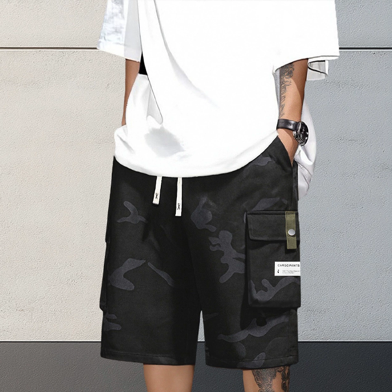 🔥Nueva llegada en oferta🔥 Pantalones Cortos Cargo Camuflaje para Hombre con Cintura de Cordón