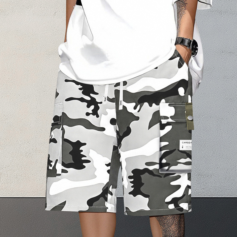 🔥Nueva llegada en oferta🔥 Pantalones Cortos Cargo Camuflaje para Hombre con Cintura de Cordón