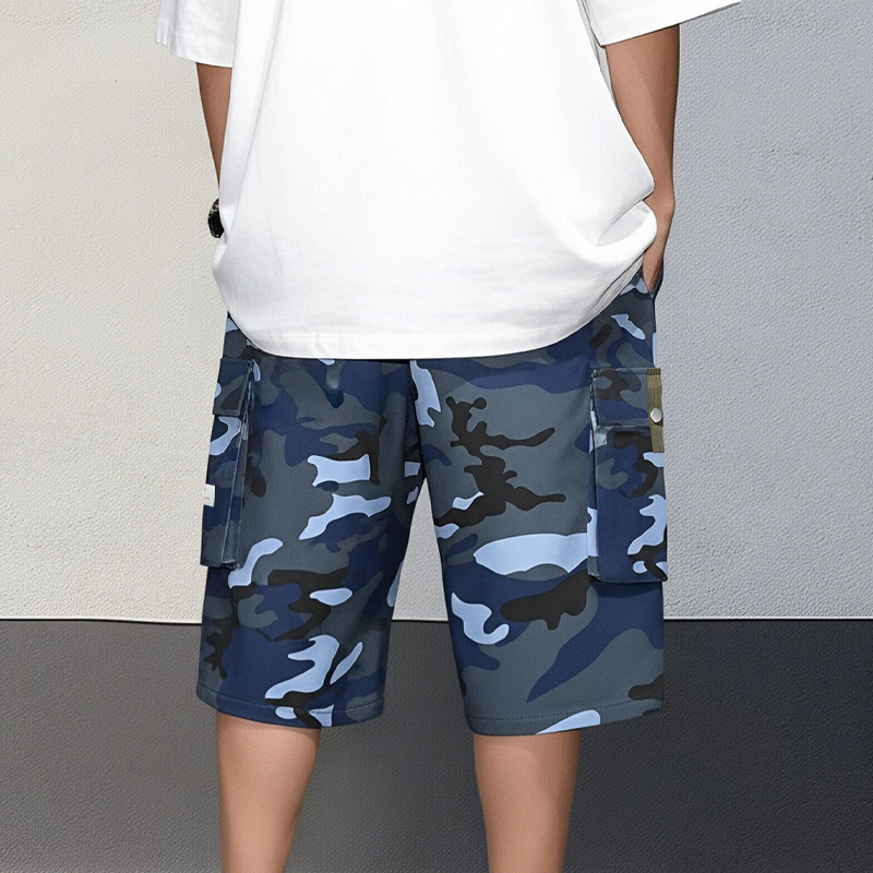🔥Nueva llegada en oferta🔥 Pantalones Cortos Cargo Camuflaje para Hombre con Cintura de Cordón