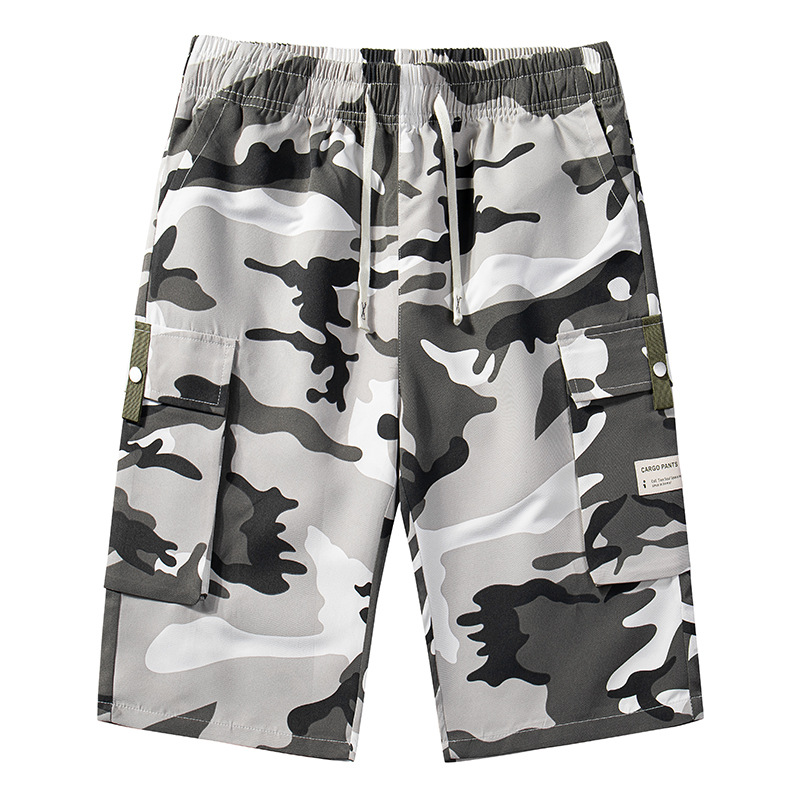 🔥Nueva llegada en oferta🔥 Pantalones Cortos Cargo Camuflaje para Hombre con Cintura de Cordón