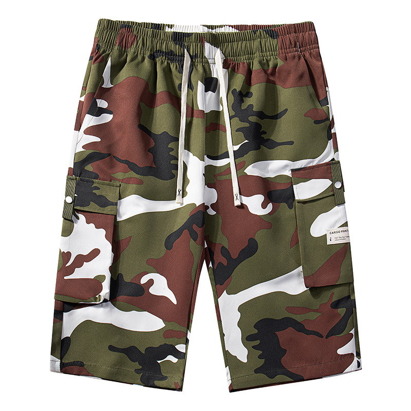 🔥Nueva llegada en oferta🔥 Pantalones Cortos Cargo Camuflaje para Hombre con Cintura de Cordón
