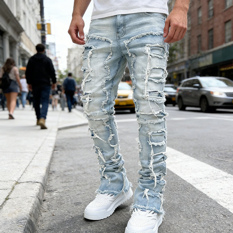 Wash Distressed Slim Fit Jeans