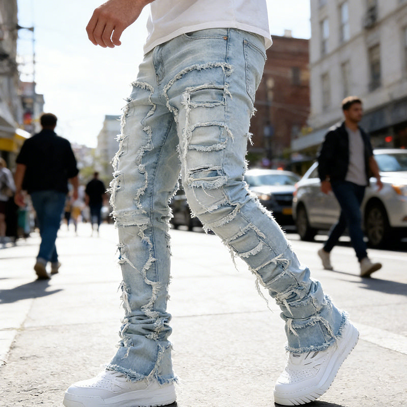 Wash Distressed Slim Fit Jeans