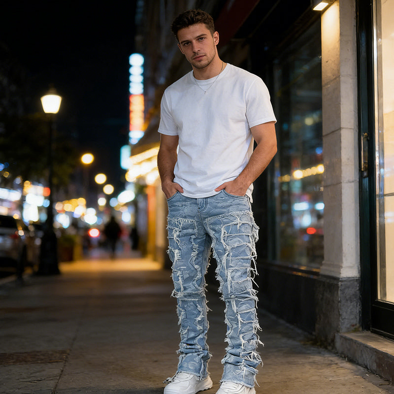 Wash Distressed Slim Fit Jeans