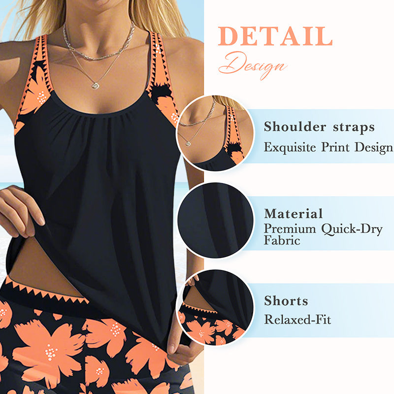 🥳2026 SÚPER VENTAS🥳💞¡+50K VENDIDOS!✨👙Conjunto de Baño 2 Piezas para Mujer - Tankini Estampado y Shorts