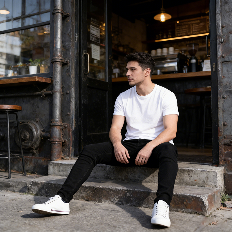 Pantalones vaqueros ajustados de mezclilla elástica para hombre
