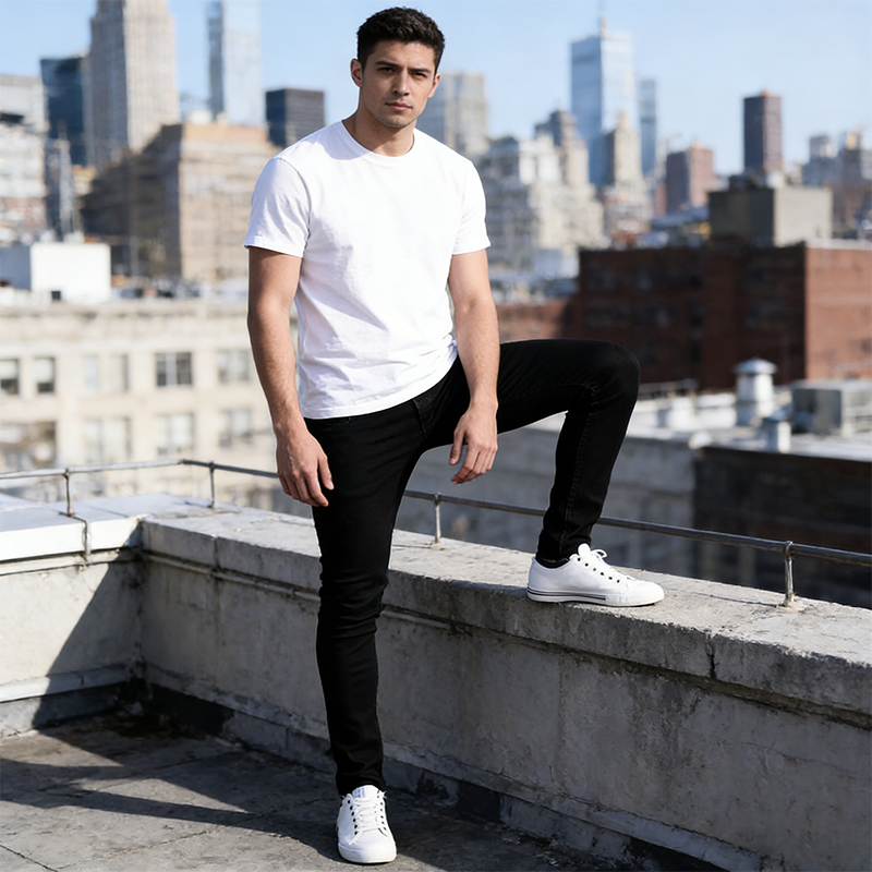 Pantalones vaqueros ajustados de mezclilla elástica para hombre