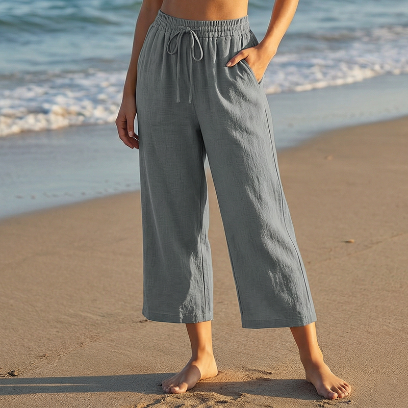 📢📢¡50% DE DESCUENTO! ⏰Pantalones Capri Casuales para Mujer con Cintura Elástica y Cordón