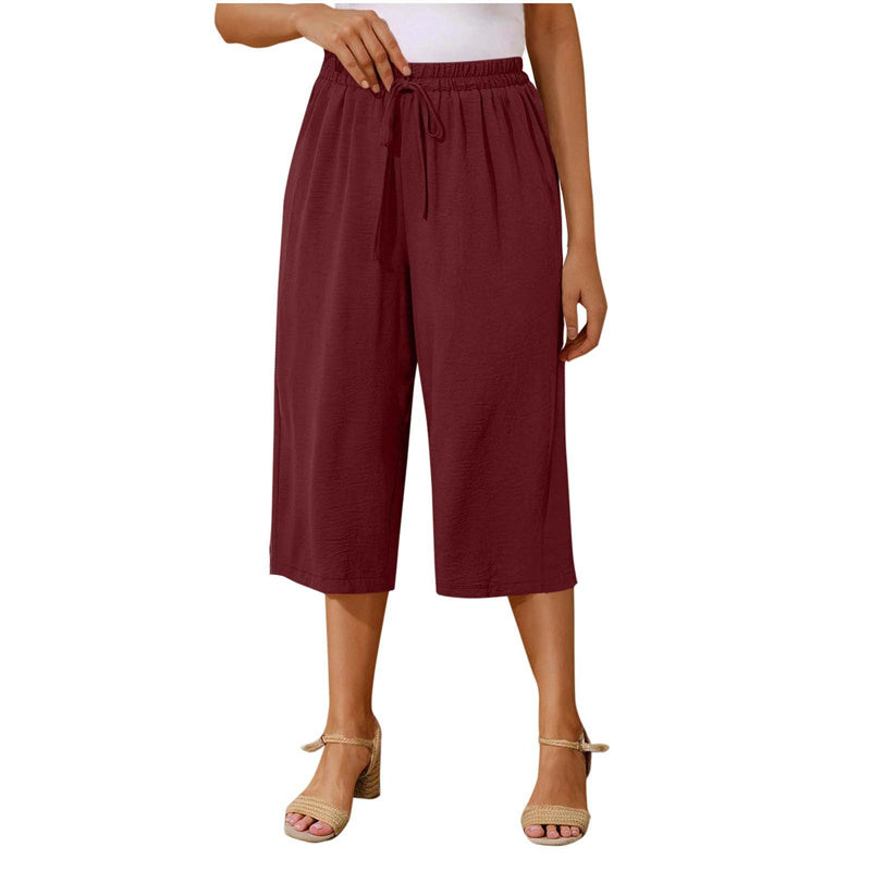 📢📢¡50% DE DESCUENTO! ⏰Pantalones Capri Casuales para Mujer con Cintura Elástica y Cordón