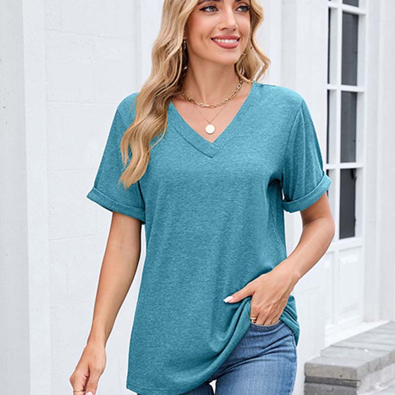 ⏳Oferta por tiempo limitado⏰Camiseta casual de manga corta con cuello en V para mujer