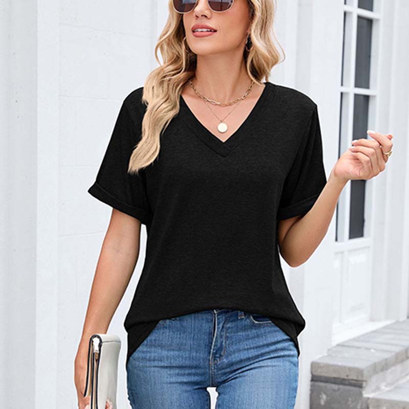 ⏳Oferta por tiempo limitado⏰Camiseta casual de manga corta con cuello en V para mujer