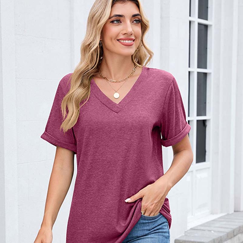 ⏳Oferta por tiempo limitado⏰Camiseta casual de manga corta con cuello en V para mujer
