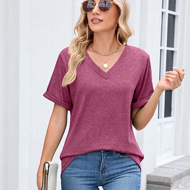⏳Oferta por tiempo limitado⏰Camiseta casual de manga corta con cuello en V para mujer
