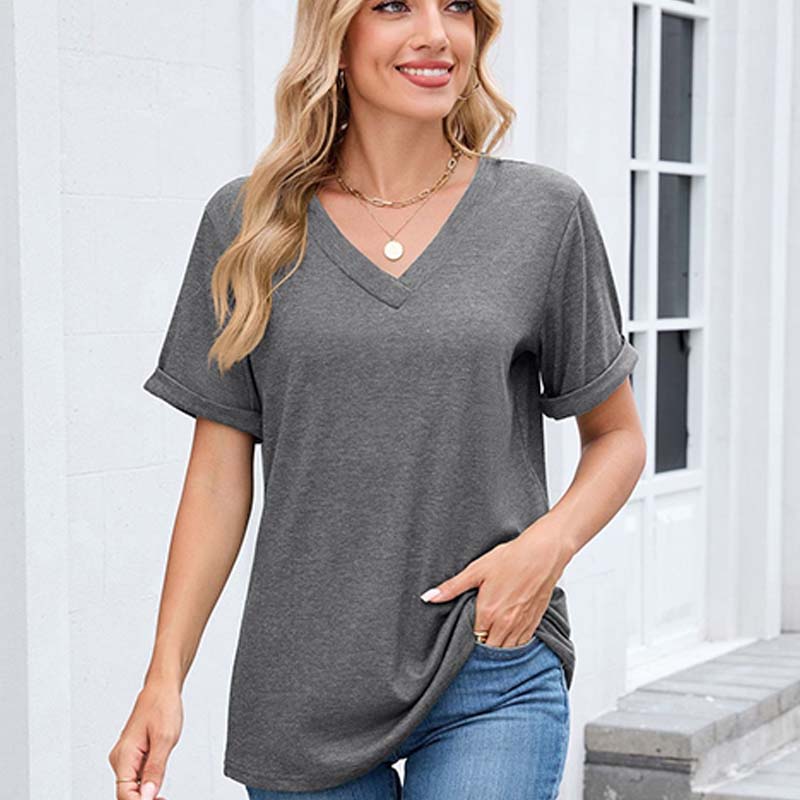 ⏳Oferta por tiempo limitado⏰Camiseta casual de manga corta con cuello en V para mujer
