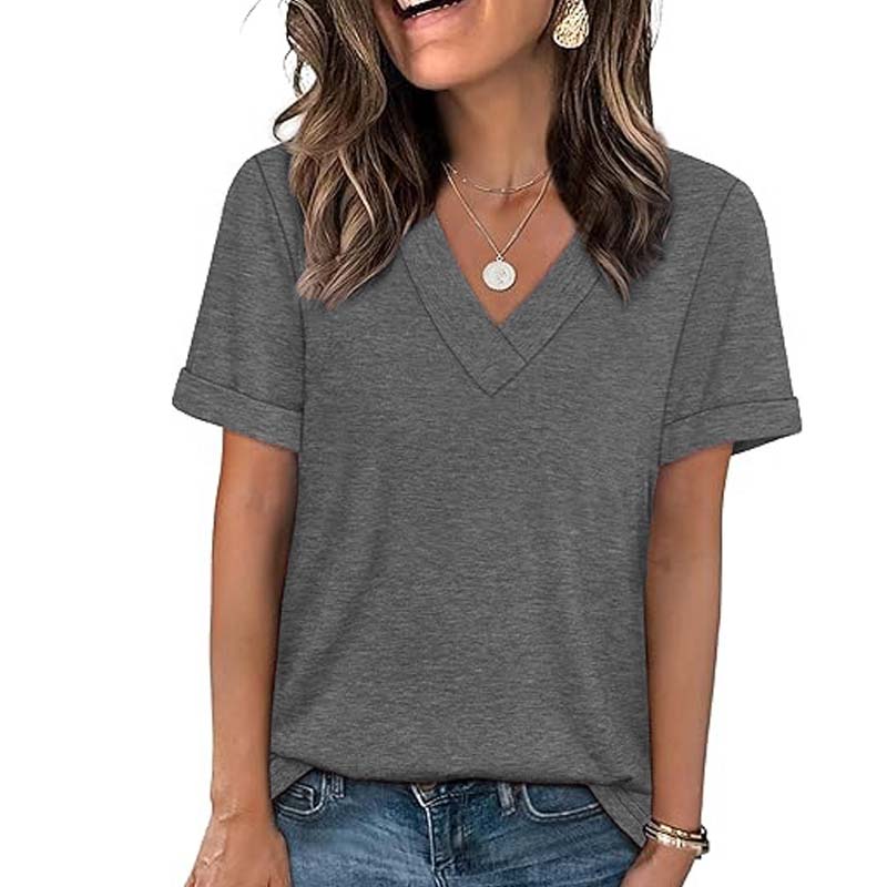 ⏳Oferta por tiempo limitado⏰Camiseta casual de manga corta con cuello en V para mujer