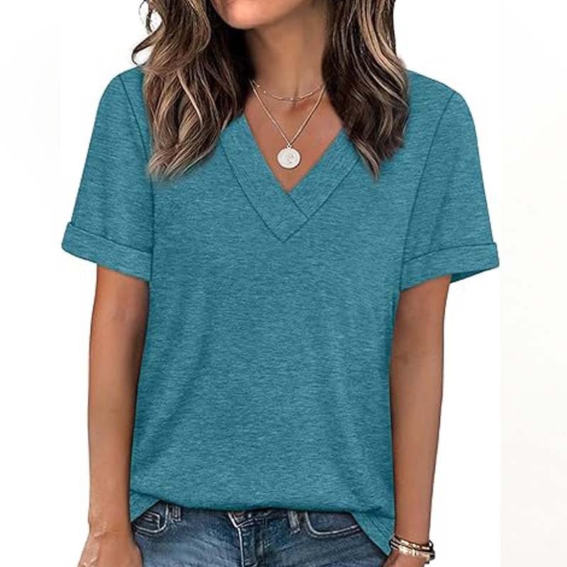 ⏳Oferta por tiempo limitado⏰Camiseta casual de manga corta con cuello en V para mujer