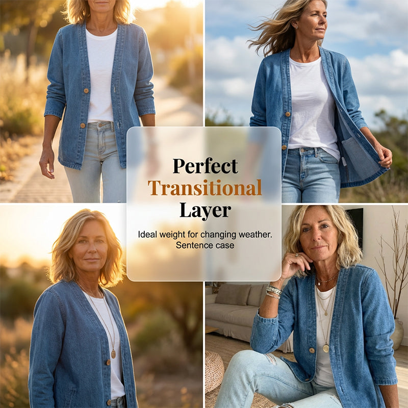 🧥¡Nueva llegada 58% de descuento! 🍊Chaqueta vaquera clásica de botón para mujer