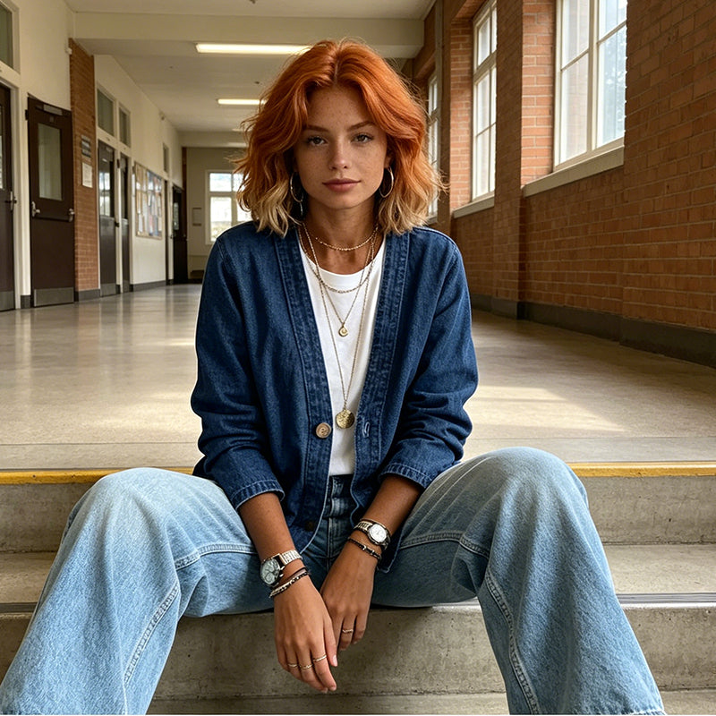 🧥¡Nueva llegada 58% de descuento! 🍊Chaqueta vaquera clásica de botón para mujer
