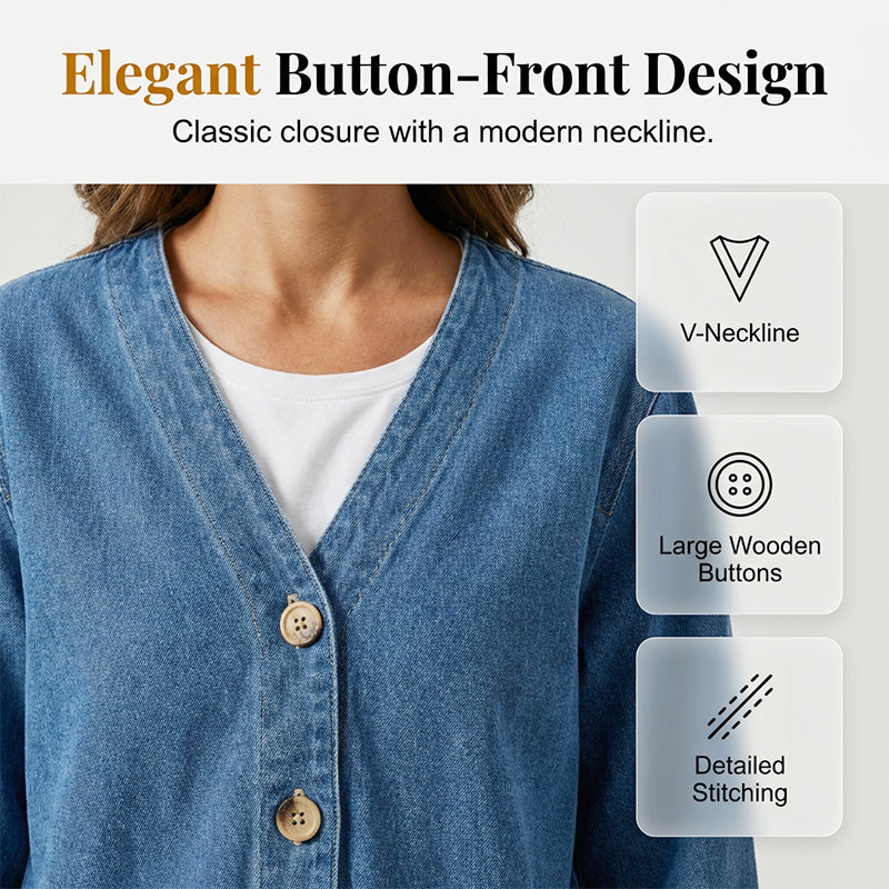 🧥¡Nueva llegada 58% de descuento! 🍊Chaqueta vaquera clásica de botón para mujer
