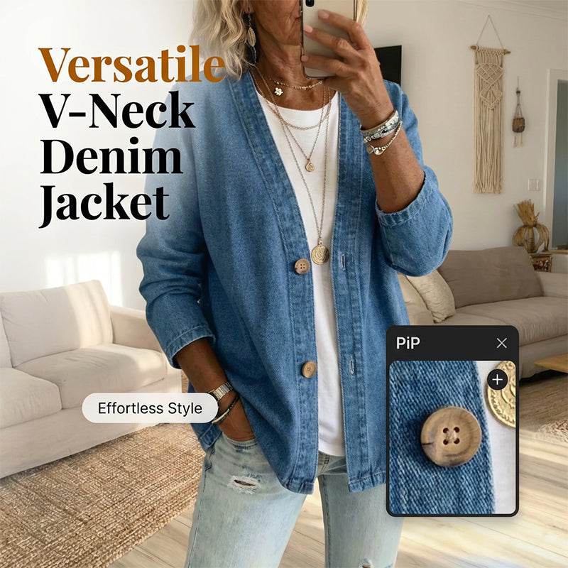 🧥¡Nueva llegada 58% de descuento! 🍊Chaqueta vaquera clásica de botón para mujer