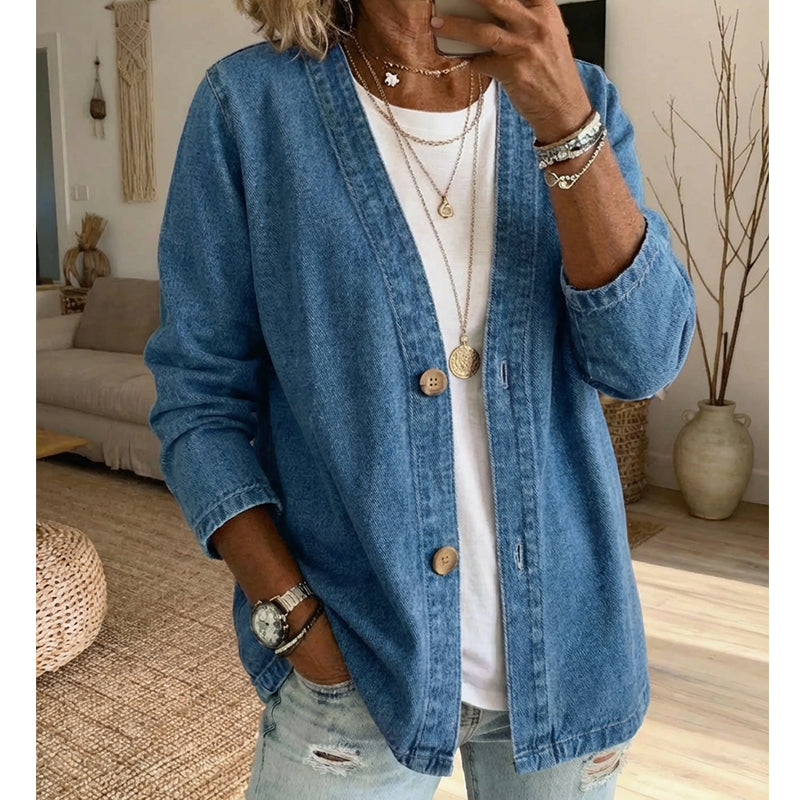 🧥¡Nueva llegada 58% de descuento! 🍊Chaqueta vaquera clásica de botón para mujer