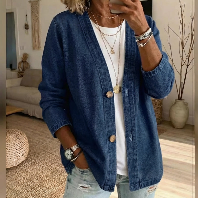 🧥¡Nueva llegada 58% de descuento! 🍊Chaqueta vaquera clásica de botón para mujer