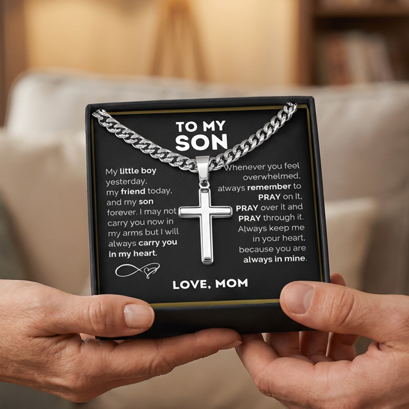 ⛓️ ¡50% DE DESCUENTO AHORA! ✝️ Colgante con cruz de acero inoxidable para hombre – Caja atemporal de símbolos, materiales duraderos y lista 🎁 para regalar