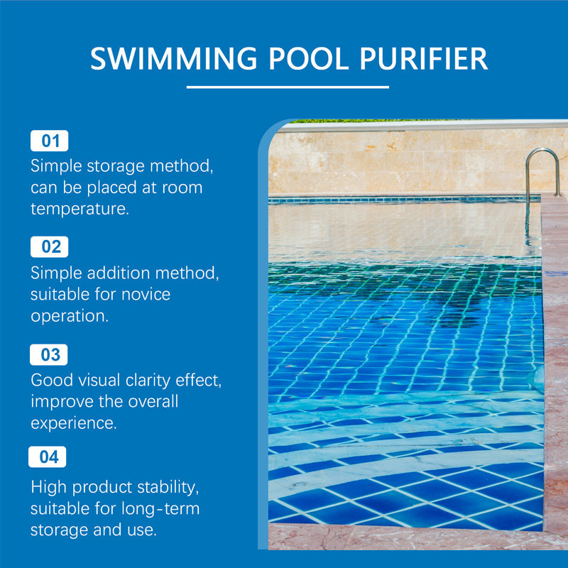 💧 Líquido purificador para piscinas: ¡Agua cristalina, sin complicaciones! ✨ Dile adiós al agua verde y a los químicos agresivos: solo agua pura y fresca en cada baño. 🏊‍♂️💙