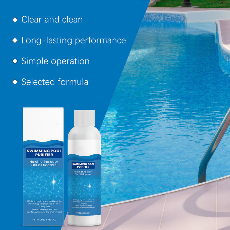💧 Líquido purificador para piscinas: ¡Agua cristalina, sin complicaciones! ✨ Dile adiós al agua verde y a los químicos agresivos: solo agua pura y fresca en cada baño. 🏊‍♂️💙