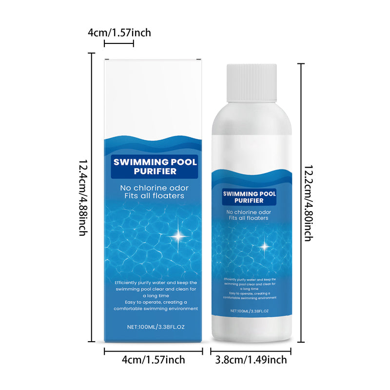 💧 Líquido purificador para piscinas: ¡Agua cristalina, sin complicaciones! ✨ Dile adiós al agua verde y a los químicos agresivos: solo agua pura y fresca en cada baño. 🏊‍♂️💙