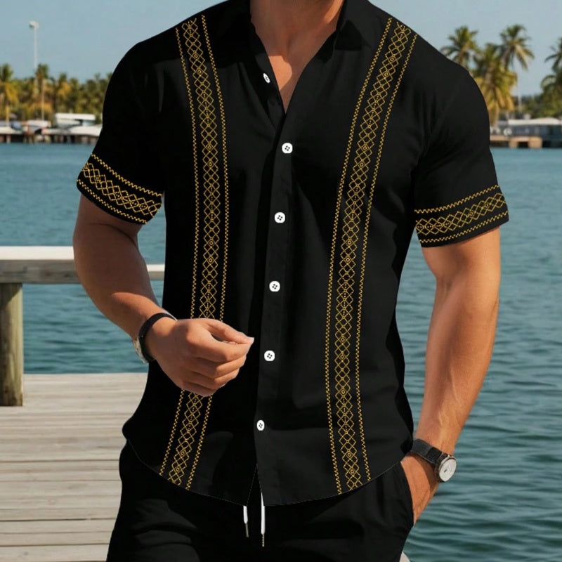Set de camiseta y pantalones cortos de manga corta con estampado floral masculino
