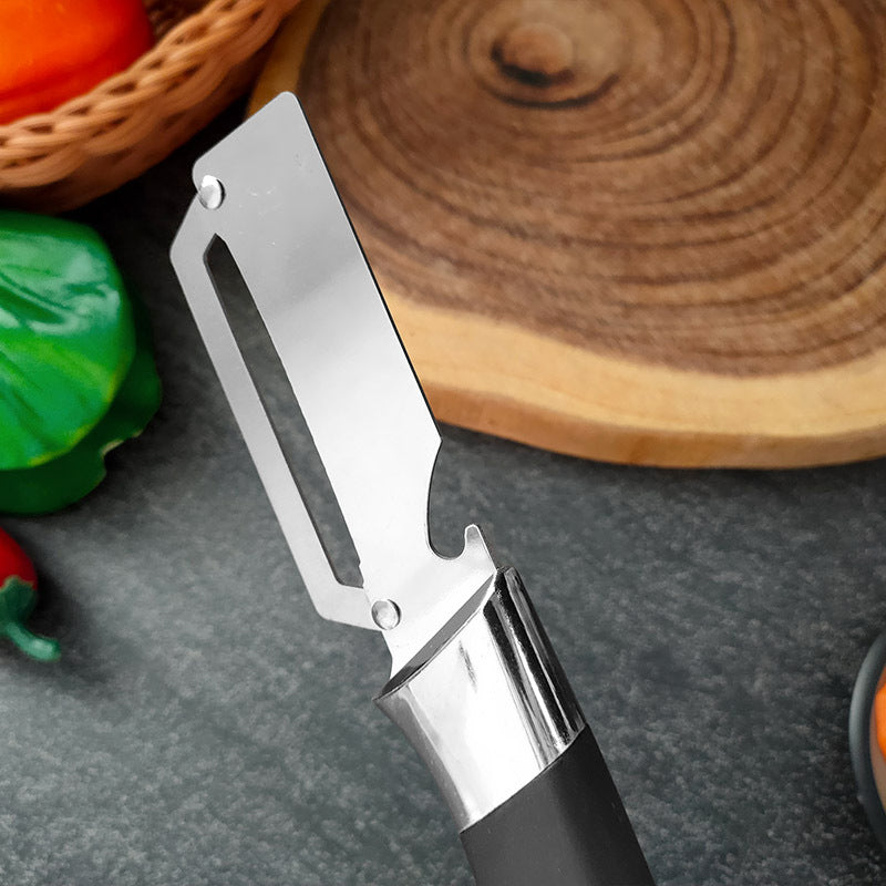 ⏰🔥 ¡50% DE DESCUENTO POR TIEMPO LIMITADO! 🔪 Pelador Multifunción de Acero Inoxidable – Hoja Afilada y Abrebotellas Incluido ✨🥒